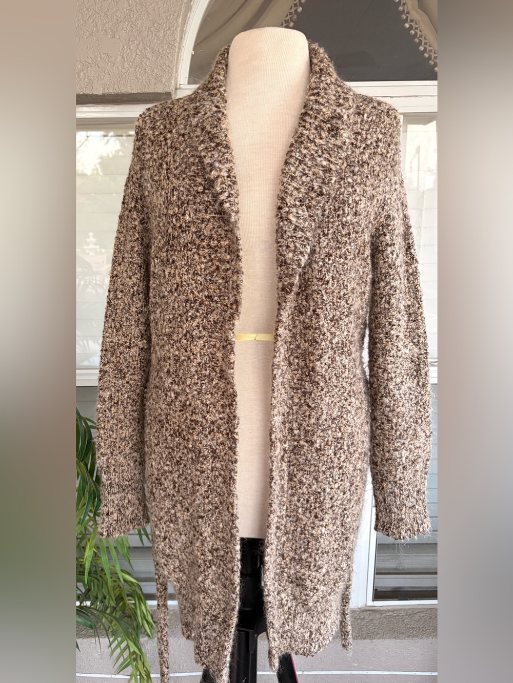 Moda International Brown Mix Bouclé Open Cardigan